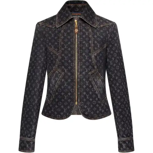 Lv Monogram Denim Zip Up Jacket