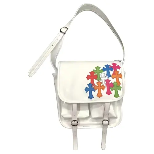 Chrome Hearts Leather Messenger Bag, Handbag, Shoulder Bag Women's White