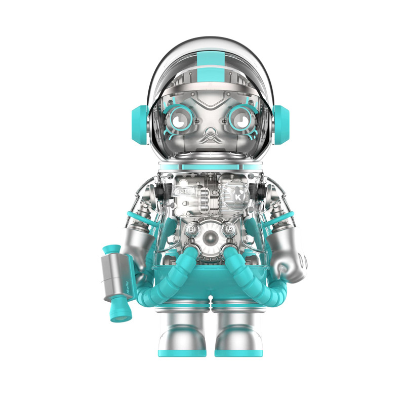 POP MART 400% MEGA SPACE MOLLY 400% ROBOT engine Aurora blue color SKP opening limited edition Global limited edition of 1999 pieces Trendy doll