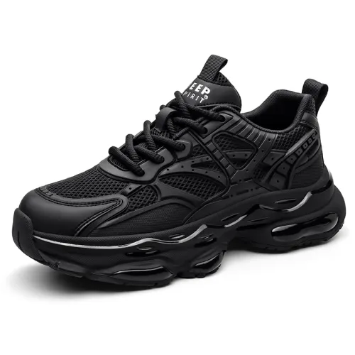 JEEP SPIRIT Polar Pulse Black Armor Daily Commuting Casual Shoes Breathable Running Sports Comfortable Soft Sole Thick Sole Increased Low Top Dad Shoes Men's Xuanming Black