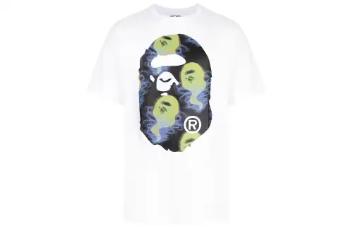 A BATHING APE T Shirts Men's White Crew Neck Moderate Straight Fit