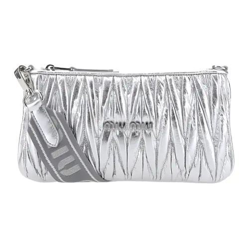 MIU MIU Leather Crossbody Bag Women's Silver