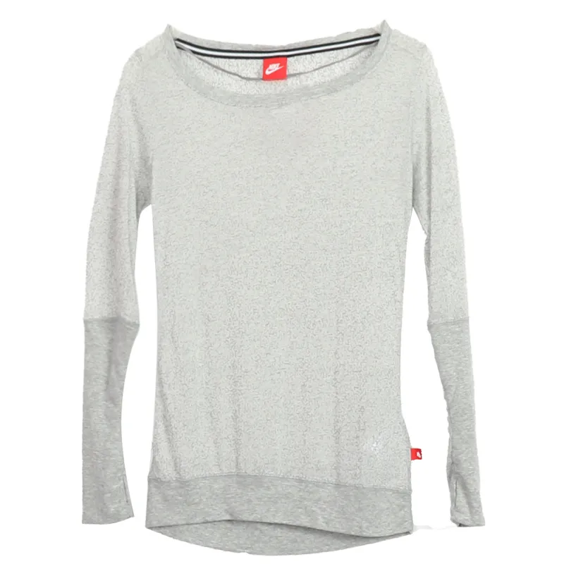 Nike T-Shirts Women's Gray Crew Neck Thin