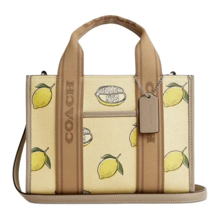 COACH Smith Coated Canvas Tote Bag, Shopping Bag, Shoulder Bag, Crossbody Bag, Handbag Medium Women's Beige & Yellow