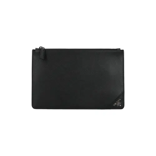 PRADA Cow Leather Clutch Regular Men's Black