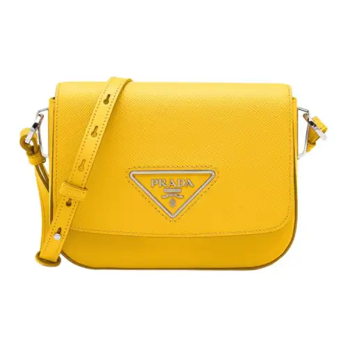 PRADA Leather Crossbody Bag Women's Yellow