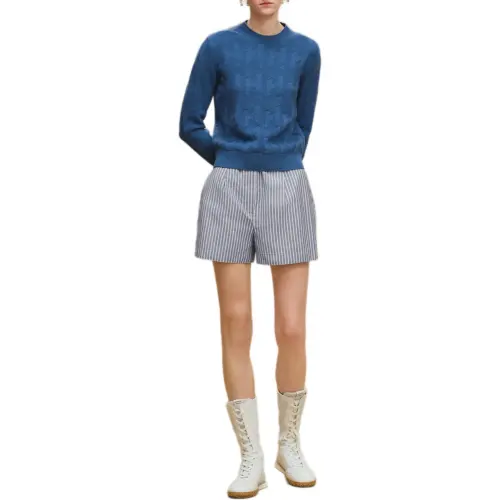 HERMES Sweaters Women's Blue Crew Neck Moderate Other
