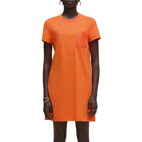 HERMES SS25 Short Sleeved Dress Women's Orange