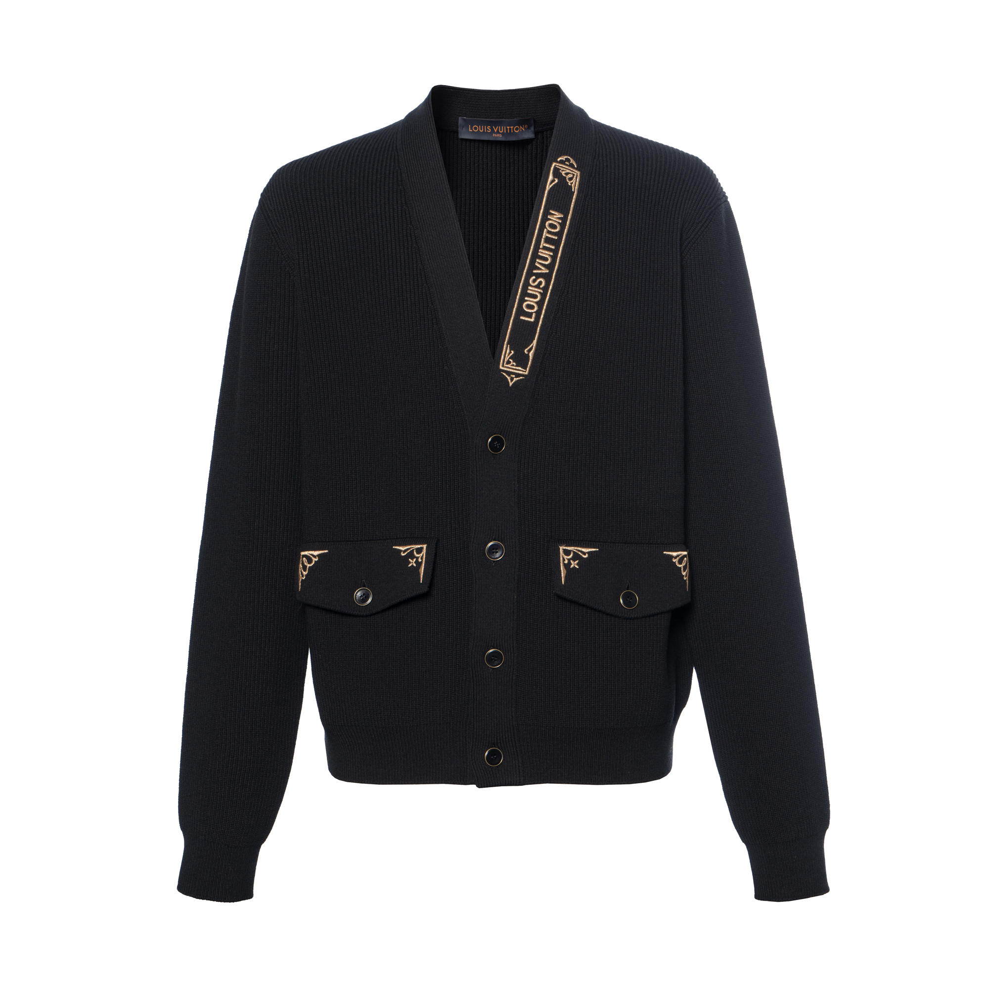 Lv Embroidered Signature Cardigan