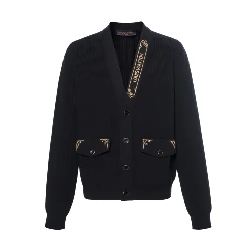 Lv Embroidered Signature Cardigan
