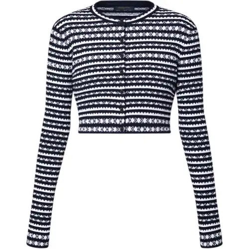 Lv Scallop Stripe Cardigan