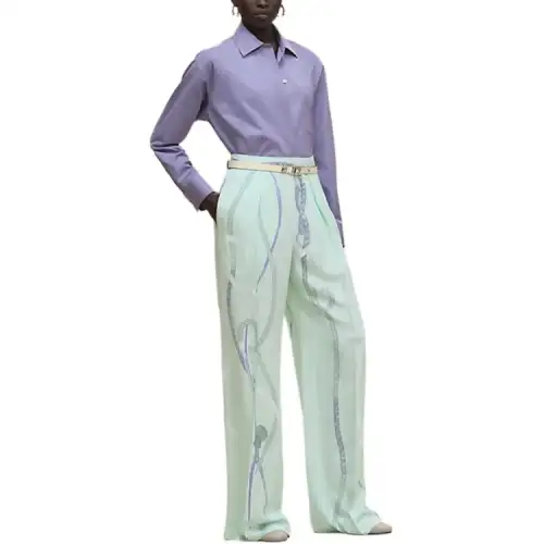HERMES Shirts Women's Lilac Lapel Moderate