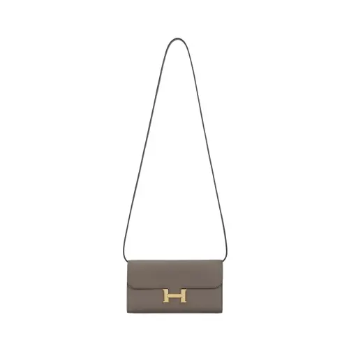 HERMES Constance To Go Gold tone Lock Cow Leather Crossbody Bags Regular Women's 8FGrisétain Tin Gray