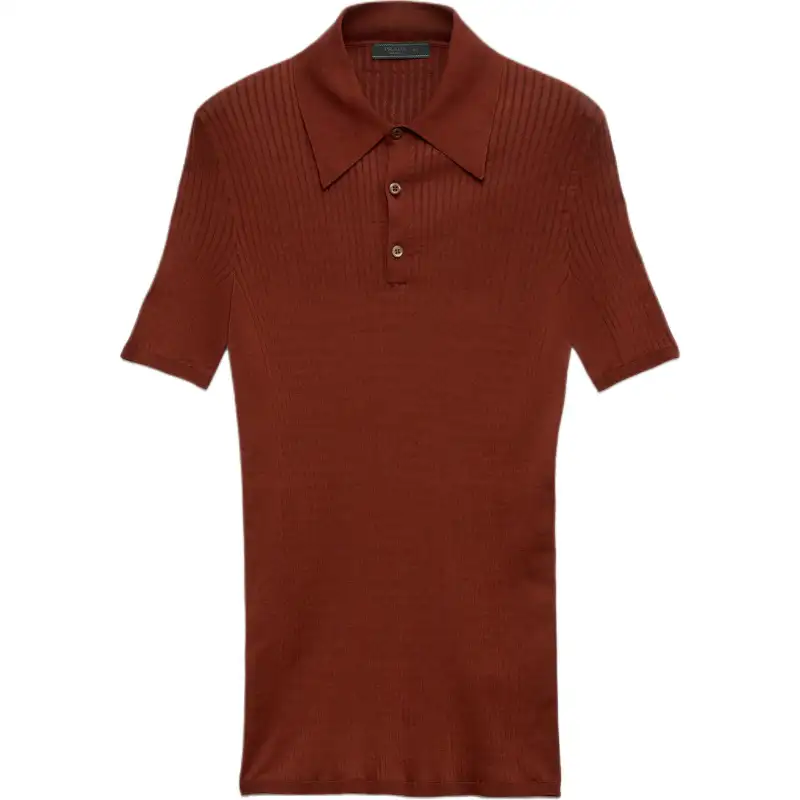 PRADA Ribbed Cotton Polo Shirt