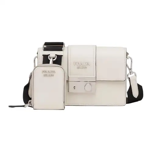 PRADA Leather Shoulder Bag, Crossbody Bag Women's White