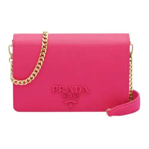 PRADA Luggage Collection Leather Crossbody Bag, Shoulder Bag Women's Magenta