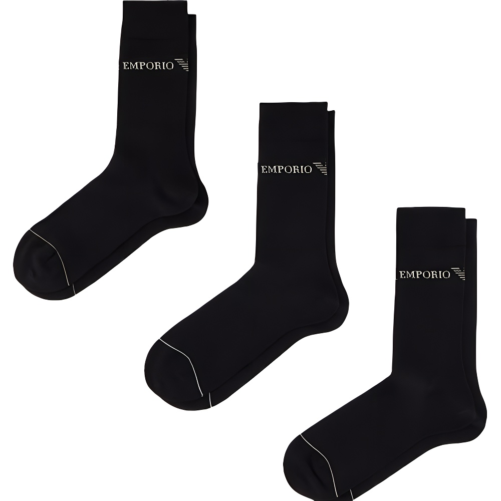 EMPORIO ARMANI SS25 Crew Socks Men’s 3 Pack Black