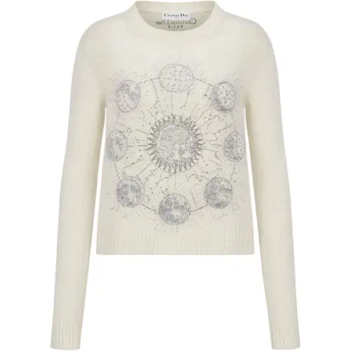 DIOR Sweaters Women's White Crew Neck Moderate Other
