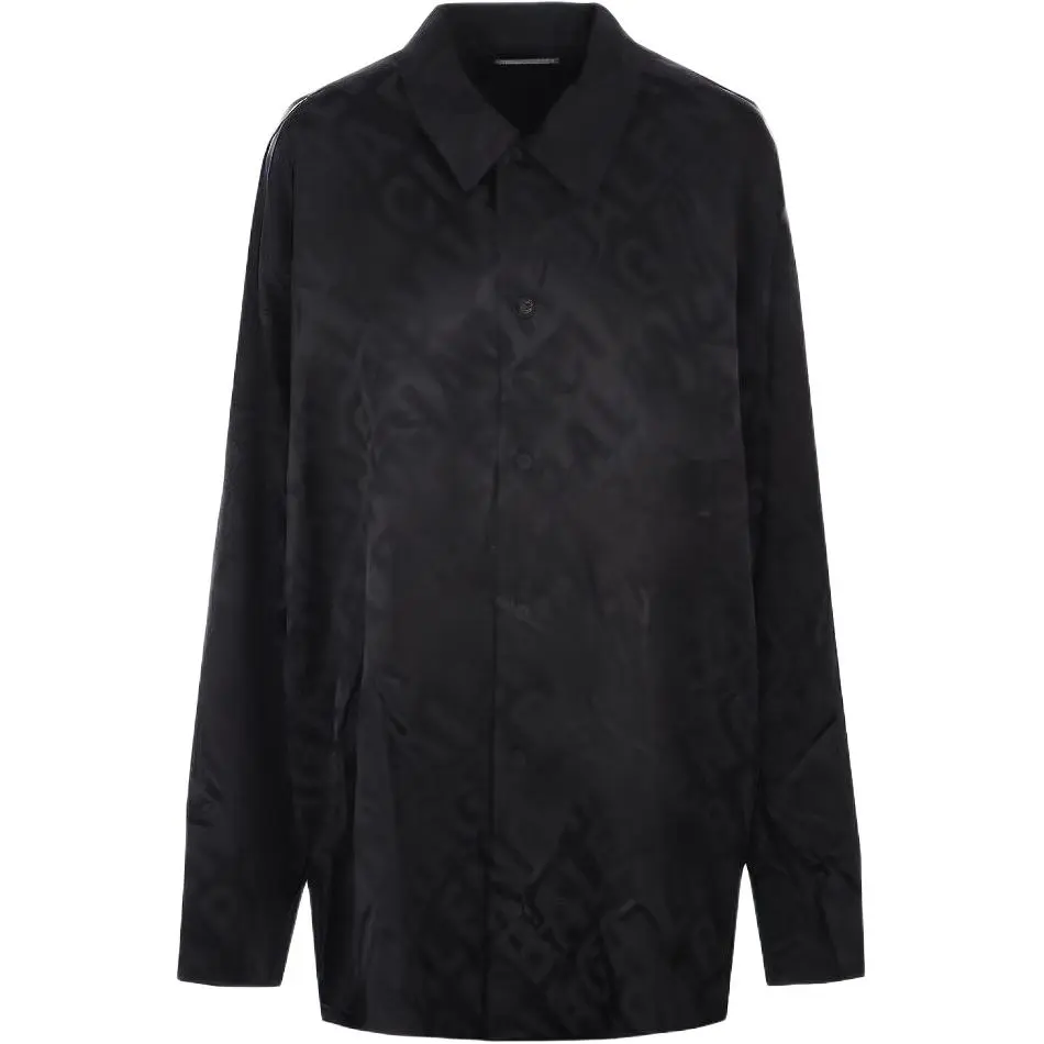 Balenciaga Shirts Women's Black Lapel Moderate Straight Fit