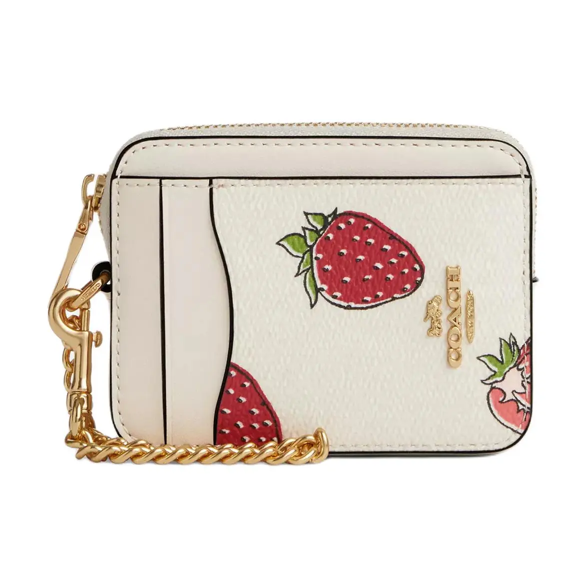 COACH Card Case Coated Canvas Card Holder Regular Women's Gold & Chalk Multicolor