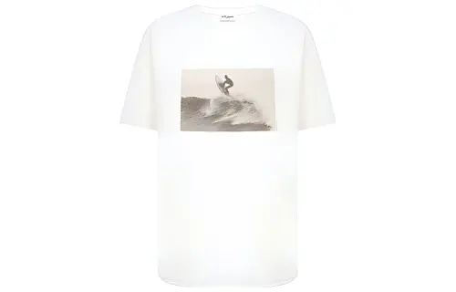 SAINT LAURENT Drop Shoulder Sleeve T Shirt Women's Ecru