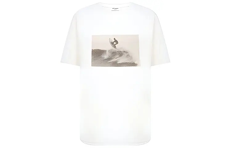 SAINT LAURENT Drop Shoulder Sleeve T Shirt Women's Ecru