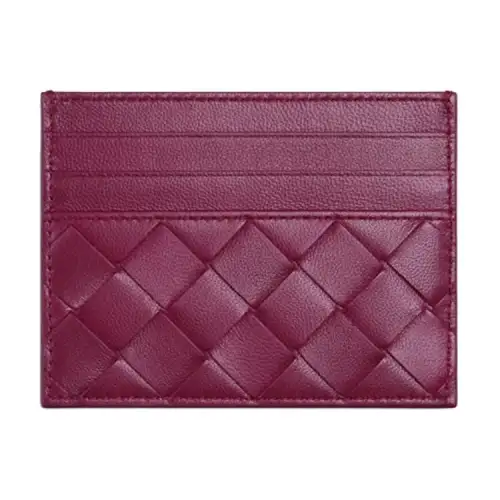 Bottega Veneta Woven Sheepskin Card Holder Card Holder Women's Vermilion
