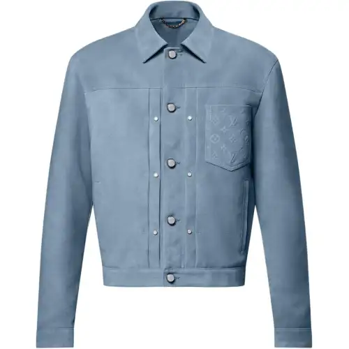 LOUIS VUITTON Suede Leather Type Ii Trucker Jacket