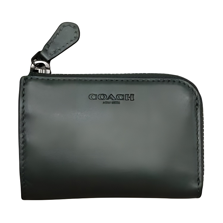 COACH Coach Key Case 11 solid color zipper cow leather coin purse key bag card holder regular men's dark green