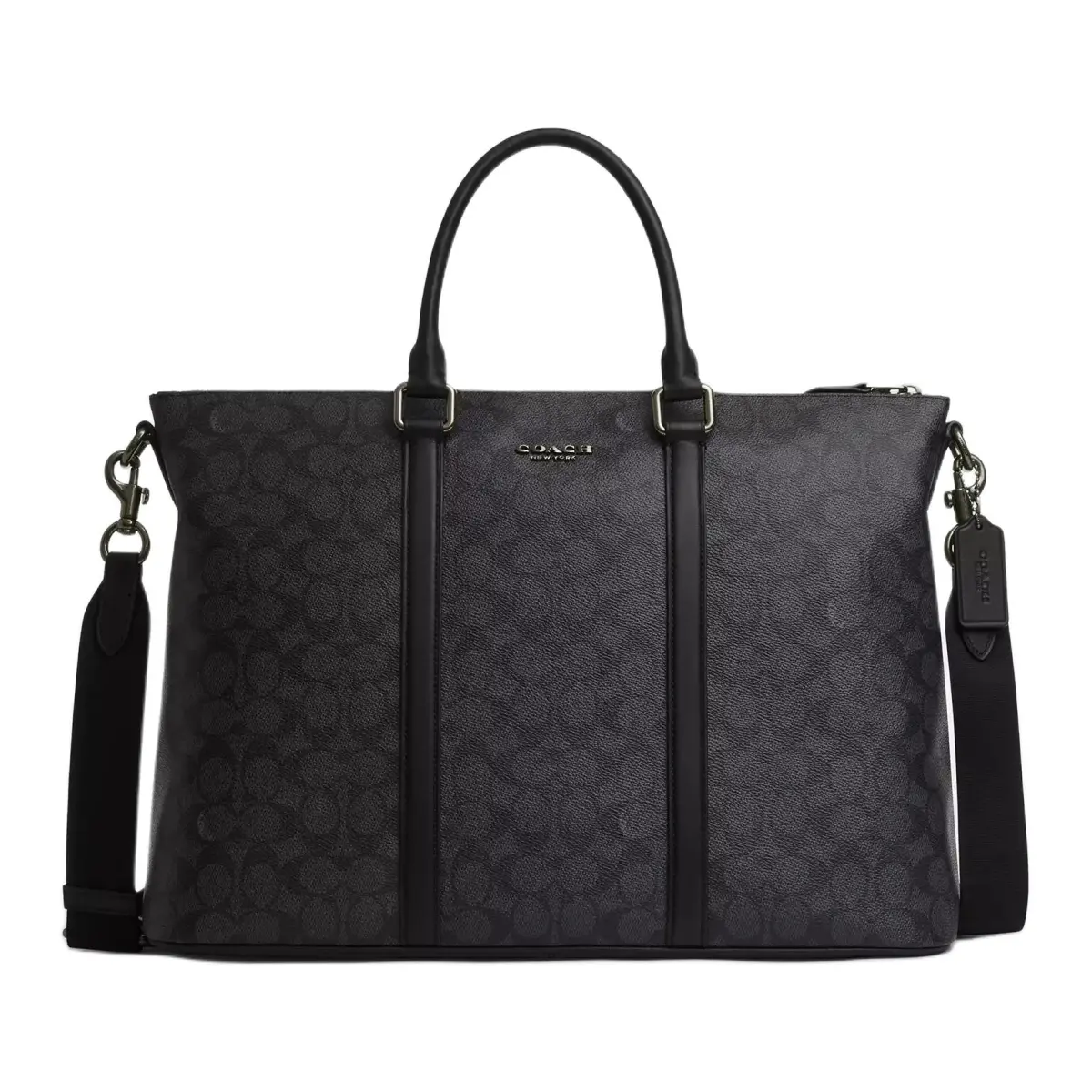 COACH Coated Canvas Shoulder Bag, Crossbody Bag, Handbag Large Men's Bronze & Charcoal & Black