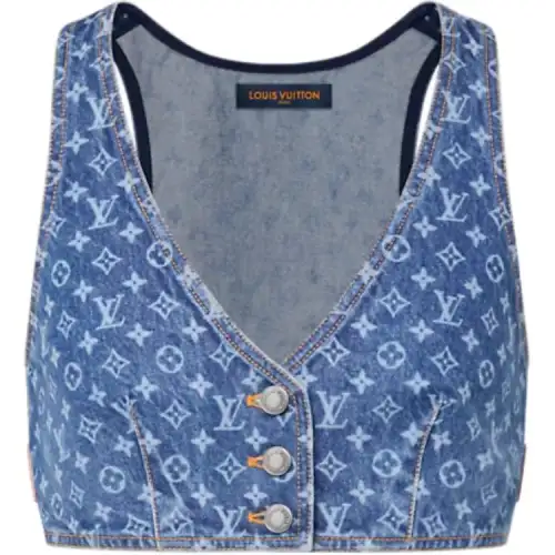 Lv Monogram Denim Crop Top