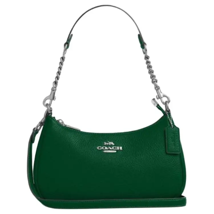 COACH Teri Leather Shoulder Bag Medium Women's Green