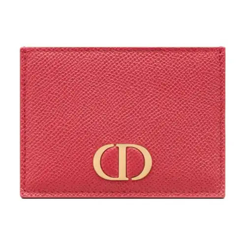 DIOR Grain Cow Leather Card Holder Card Holder Women's Berry Pink