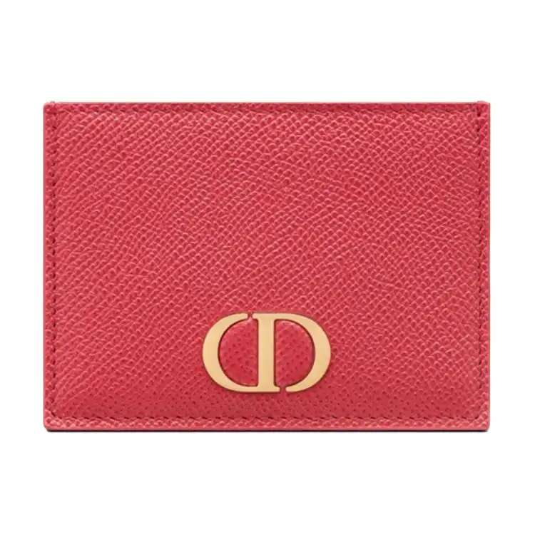 DIOR Grain Cow Leather Card Holder Card Holder Women's Berry Pink