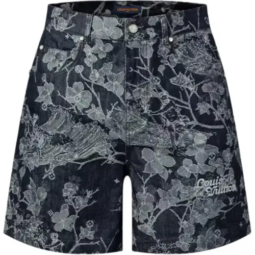 Lv Jacquard Denim Shorts