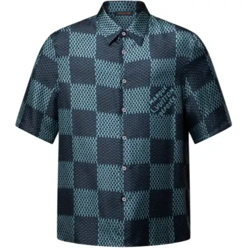 LOUIS VUITTON Damier Short Sleeved Silk Shirt