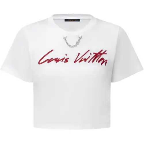 Lv Cursive Signature Crop Top