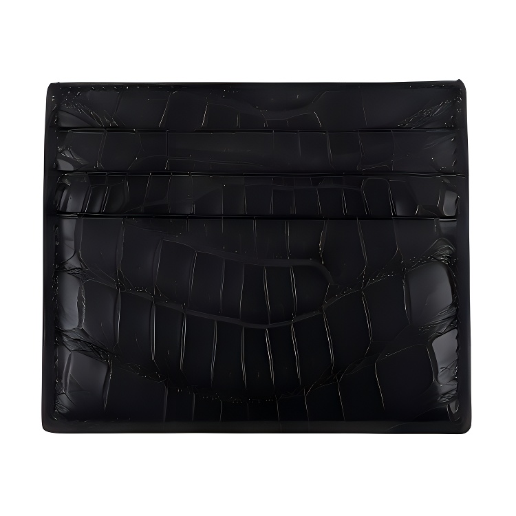 Bottega Veneta Flap Closure Crocodile Leather Card Holder Men's Black