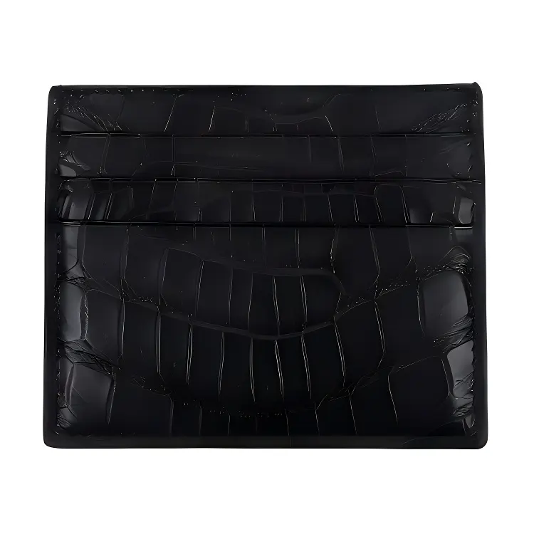 Bottega Veneta Flap Closure Crocodile Leather Card Holder Men's Black