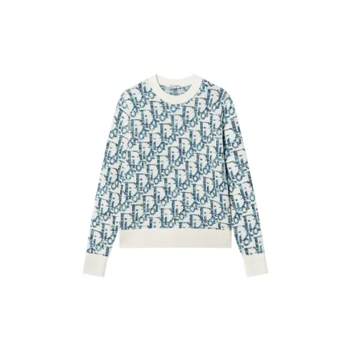 DIOR Sweaters Men's Blue Crew Neck Moderate
