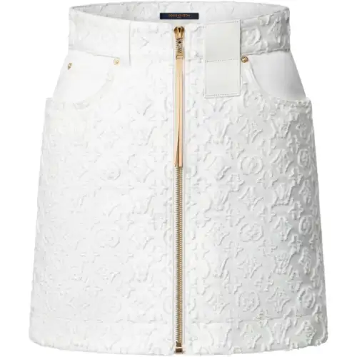 Lv Monogram Fil Coupé Denim Skirt