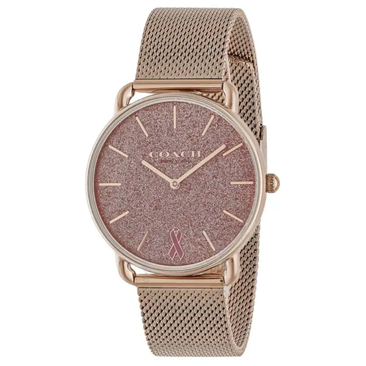 COACH Wrist Watches Quartz Movement Stainless Steel Strap 36mm Pink Watch Dial Women's Watch 30m Water Resistant