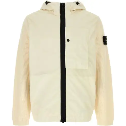 STONE ISLAND Logo Patch High Neck Zip Up Jacket