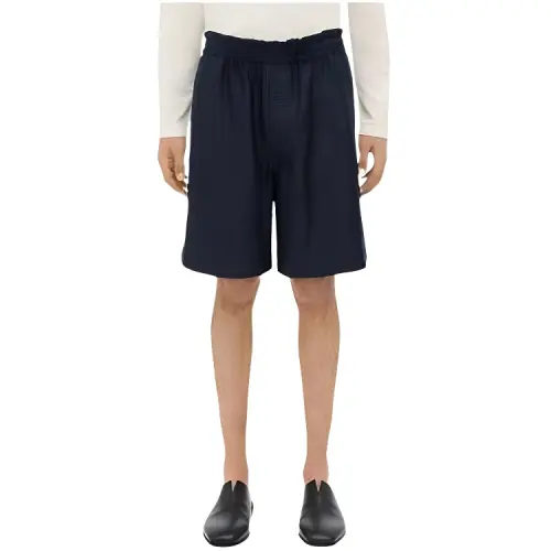Bottega Veneta Mini Intrecciato Leather Shorts Casual Shorts Men's Midnight Blue