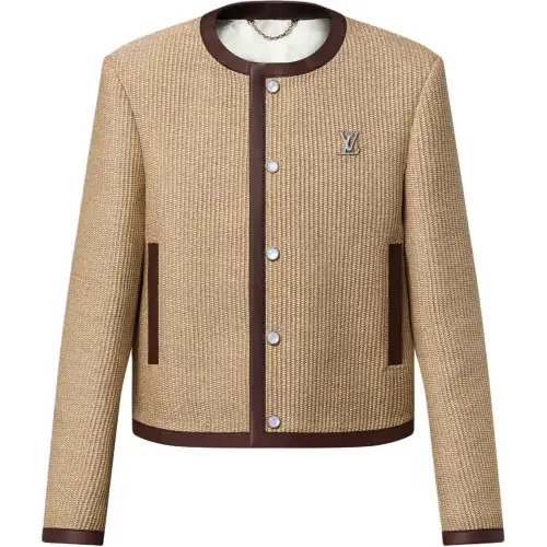 LOUIS VUITTON Embellished Raffia Chic Collarless Jacket