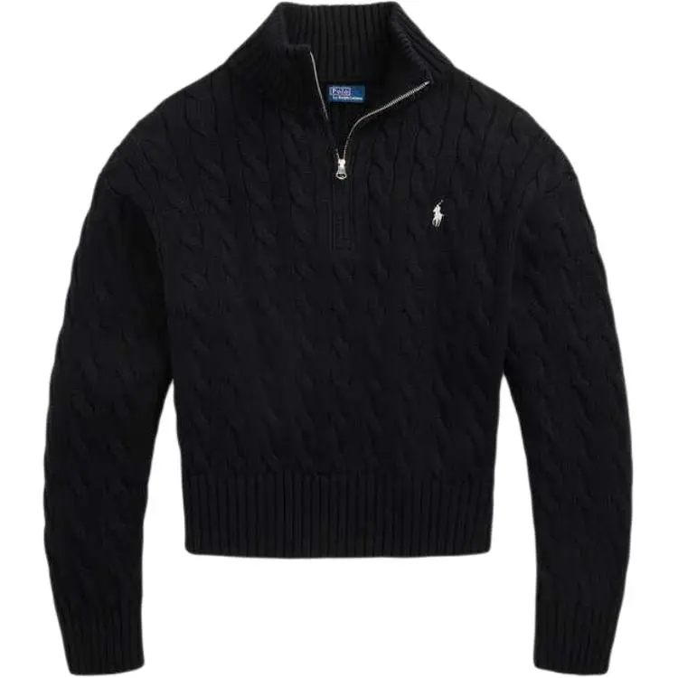 Polo Ralph Lauren FW25 Knitwear Loose Fit Women's Polo Black