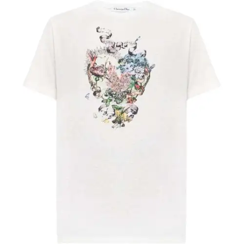 DIOR Quarterly New Products T Shirts Women's Ecru Crew Neck Moderate Other