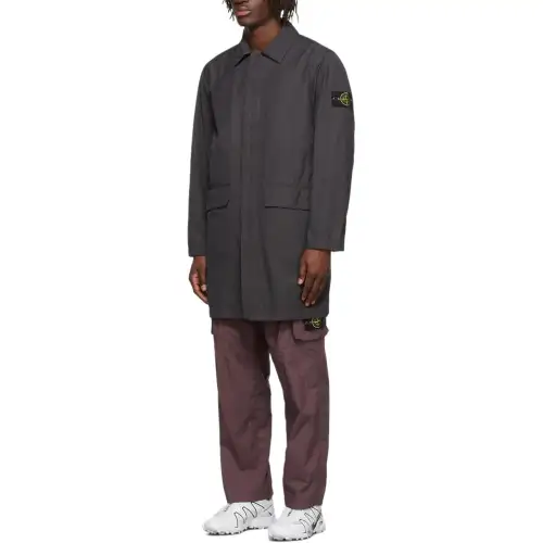 STONE ISLAND Trench Coat Men's Charcoal Gray