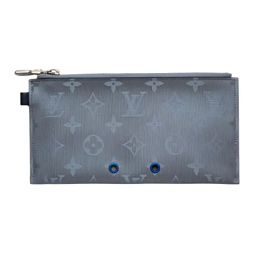 LOUIS VUITTON Alpha Calfskin Clutch Men's Black
