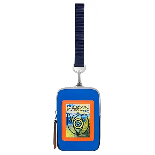 LOEWE Print Canvas Bag, Crossbody Bag Small Men's Electric Blue/Navy Blue